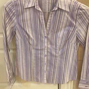 Loft purple stripe button up shirt